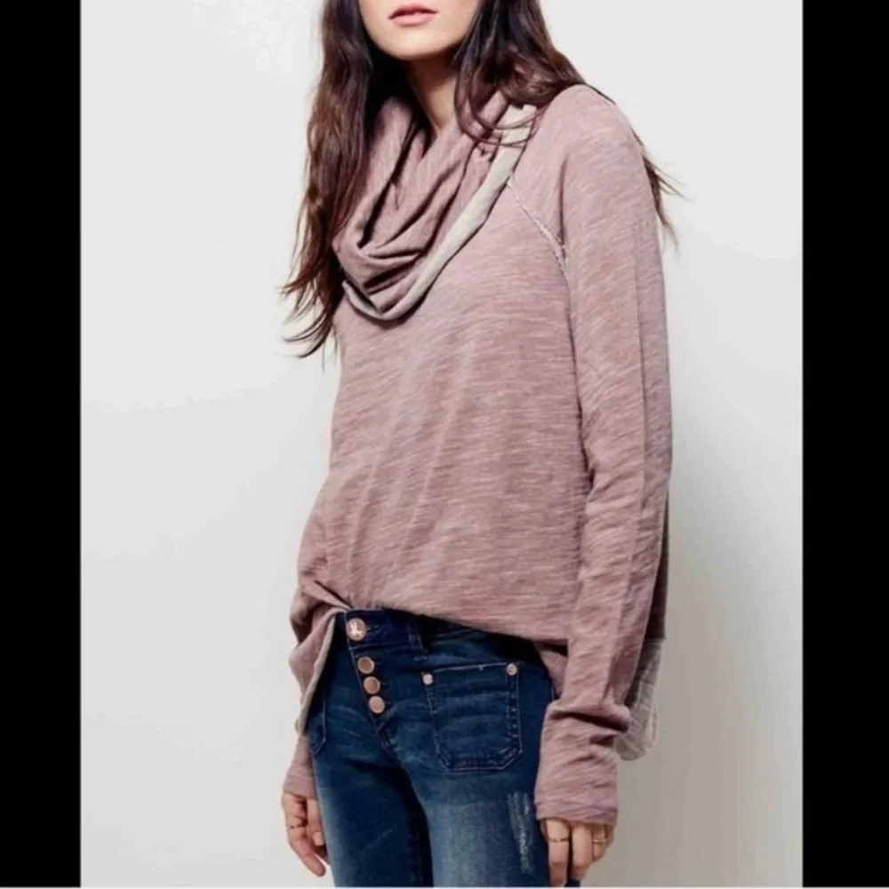 Free People Beach Pink Cocoon Cowl Neck Pullover Two Body Sweater - Picture 9 of 10